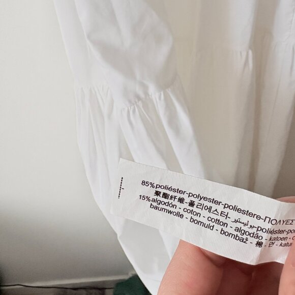 Zara Voluminous Cotton Poplin Maxi Dress NWT Smocked White Size Medium - Picture 9 of 9